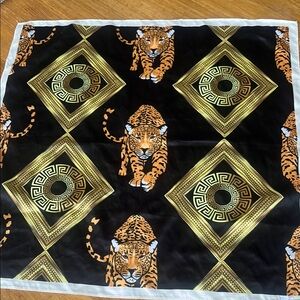 Luxury Black and Gold Leopard Print Scarf